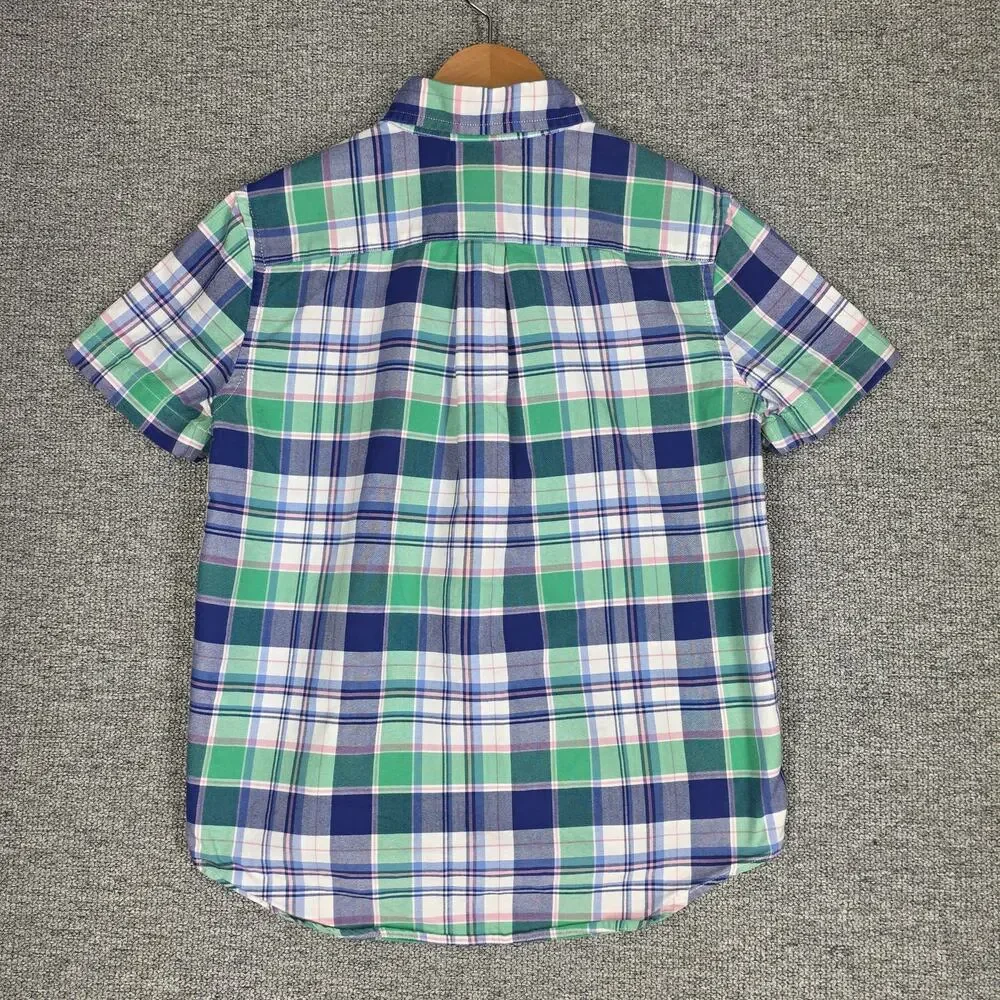 RALPH LAUREN BOY'S PLAID SHORT‑SLEEVE BUTTON‑DOWN – MULTICOLOR – KIDS SIZE 7